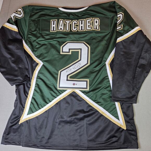Derian Hatcher Signed Dallas Stars Custom Jersey XL Beckett Witness Autograph - Picture 6 of 12